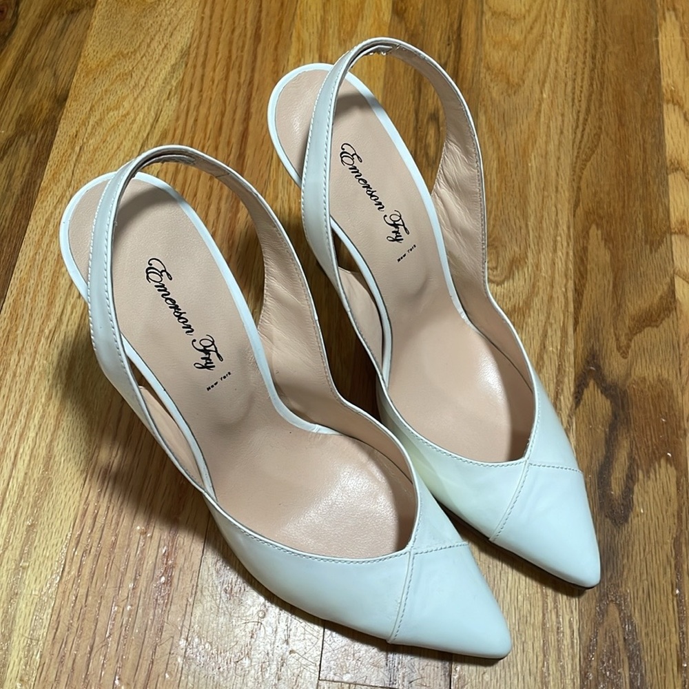 NIB Cap Toe Slingback Emerson Fry Verniz V heel Pumps sz 40